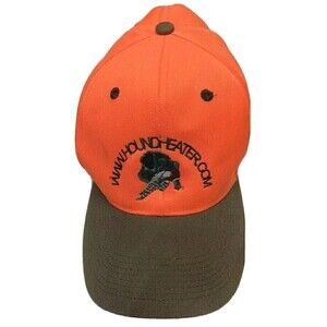 Blaze Orange Baseball Cap Hunting Black Lab w Rooster Pheasant Houndeater.com